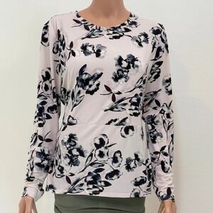Ivanka Trump large floral peplum asymmetrical‎ hem blouse